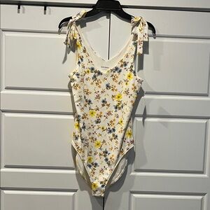 Old Navy Floral Print Bodysuit - White and Blue